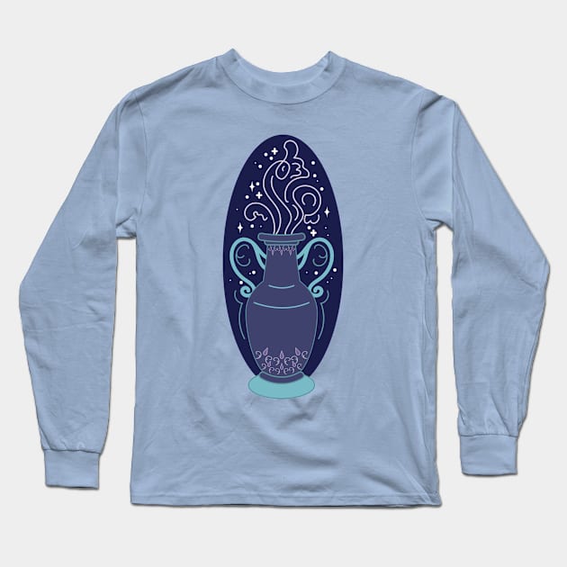 Aquarius Vase (Navy) Long Sleeve T-Shirt by VenusAndMoon